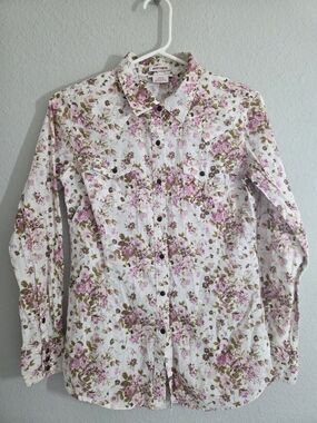 Ariat Women's Pink Floral Button-Down Shirt on White